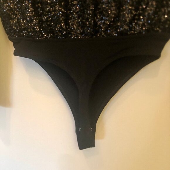 NWT Express Color Block Sequin Strong Shoulder Thong Bodysuit sz XXS - Picture 14 of 15